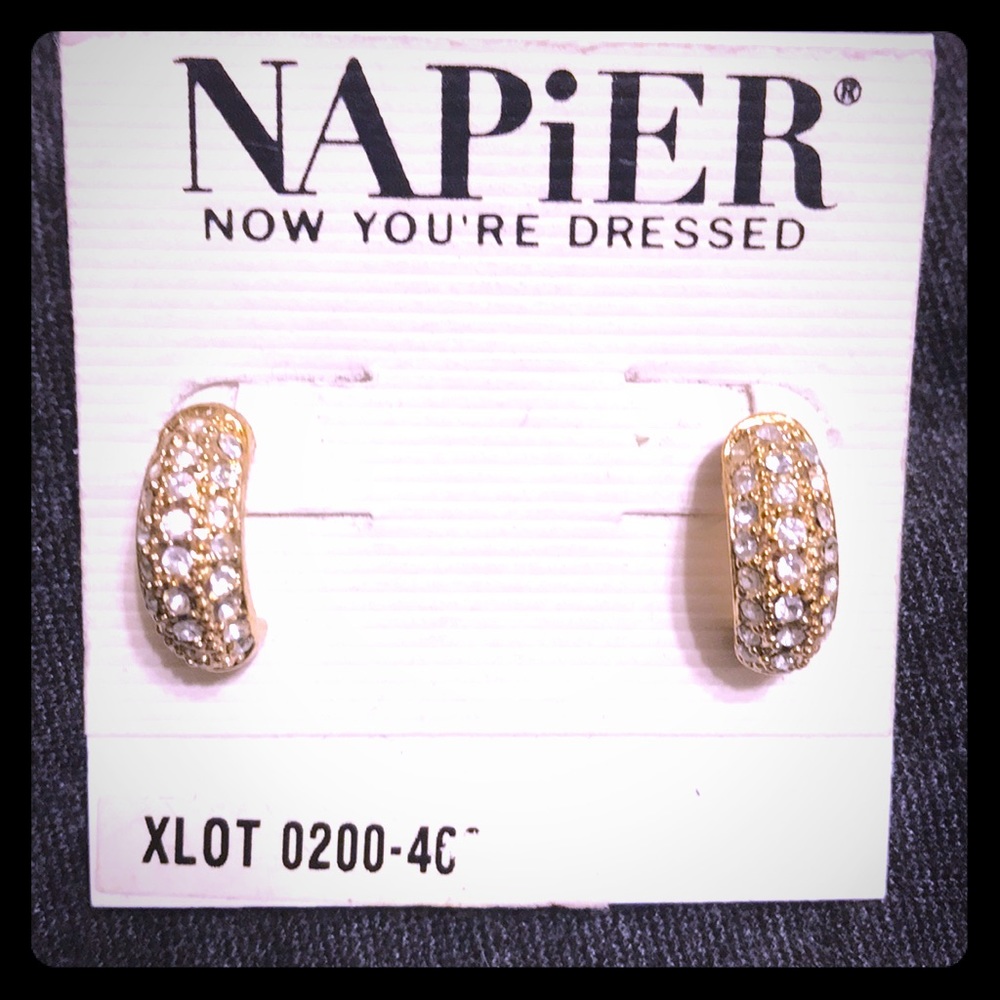 Vintage Napier goldtone earrings with rhinestones